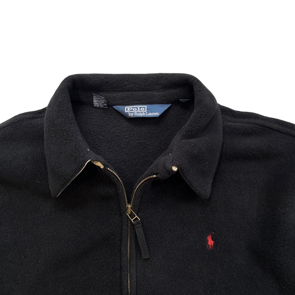 Vintage 90s Polo Ralph Lauren Men's 2XL Fleece Harrington Jacket Black Polartec